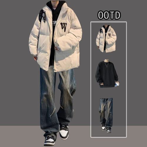 立领棉服男款冬季加厚棉袄面包服羽绒棉衣男生高级加厚外套三件套