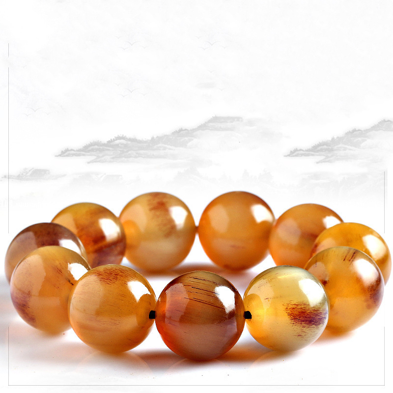 天然满血羊角手串女男士情侣佛珠西藏民族风圆珠手链文玩念珠送礼