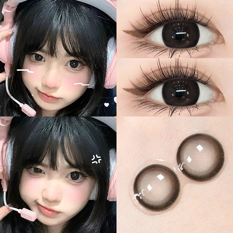 冷水波波黑美瞳半年抛小直径黑色纯欲近视隐形眼镜正品官网年抛TN