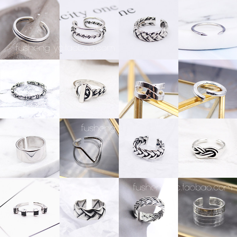 复古S925纯银麻花多层光面开口戒指简约设计女日韩银饰INS新款,饰品/流行首饰/时尚饰品新,戒指/指环,淘宝优惠券,粉丝福利购,淘宝优惠卷