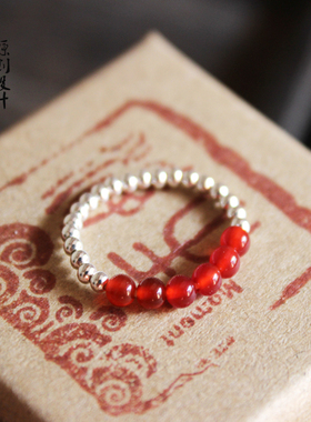 原创手工天然红玛瑙纯银S925转运