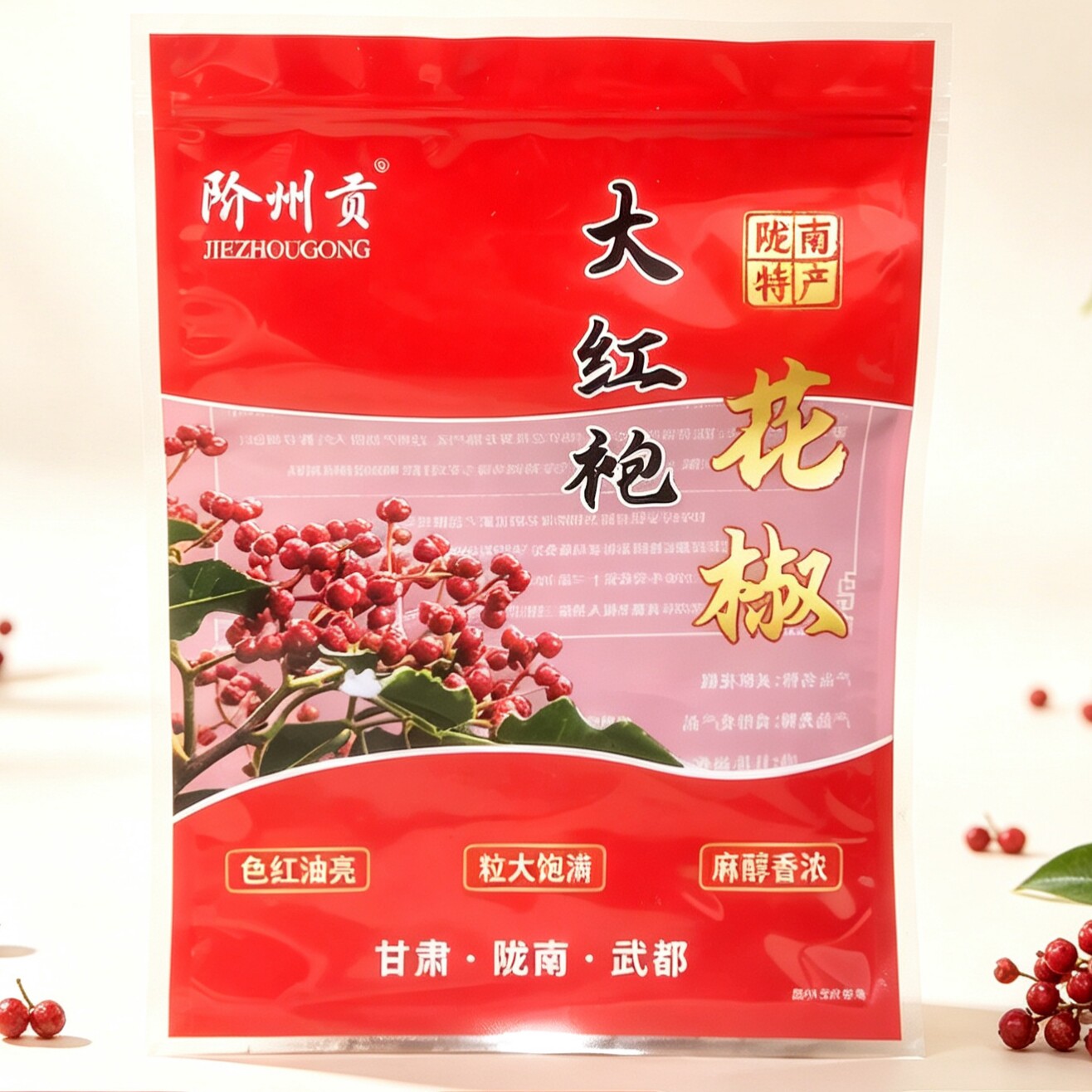 甘肃武都花椒袋子大红袍花椒包装袋陇南花椒包装袋250g/500g通用图片