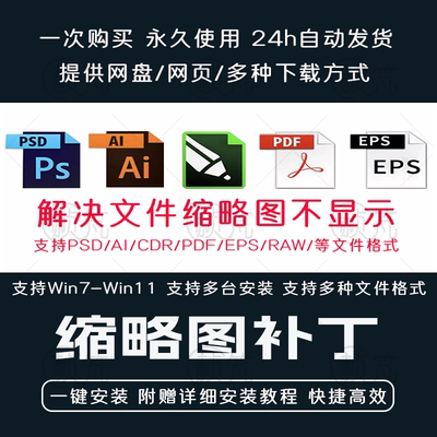 CDR PS AI缩略图补丁预览图PDF CR2 RAW CRW 设计素材显示插件