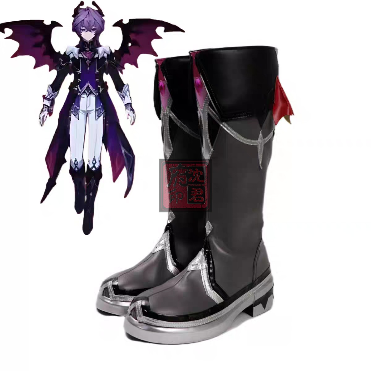 原神cos鞋杜林cosplay游戏动漫靴子 黑灰色