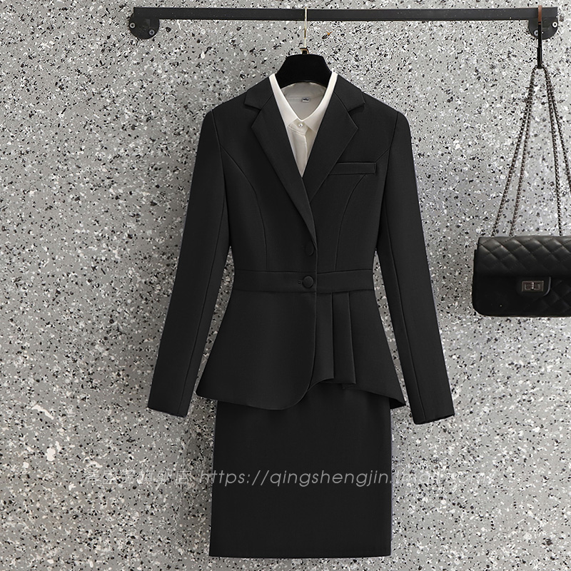 职业西装套装女正装移动客服前台接待工作服黑色西服服务员工装