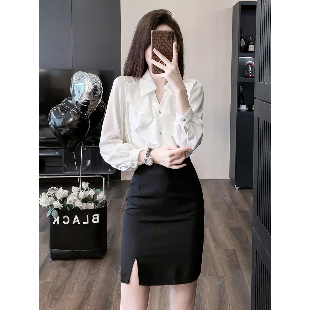 工作服职业套装白衬衫半身裙两件套春装女2024年新款衬衣空乘制服