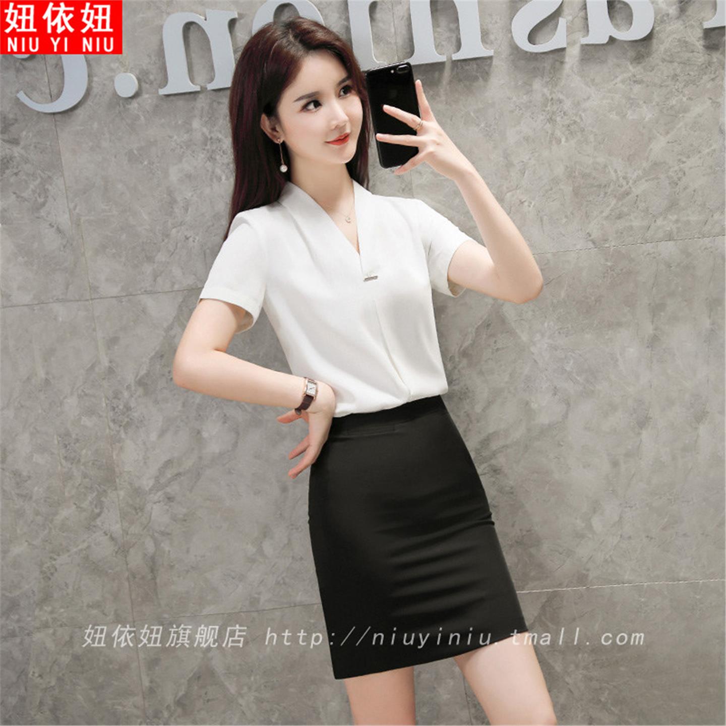 职业衬衫女2026夏季新款气质短袖白色雪纺衬衣正装工作服工装上衣