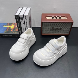 休闲女鞋 欧货超火魔术贴小白鞋 女时尚 春夏圆头厚底单鞋 女2026新款