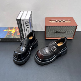 欧货厚底小皮鞋女2026春季新款英伦风软皮孟克鞋复古百搭乐福鞋潮