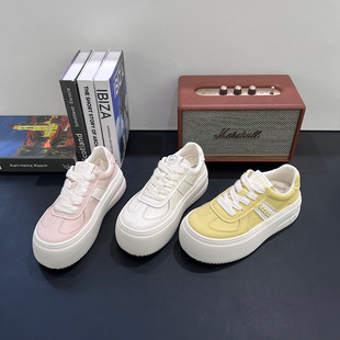 欧洲站软皮厚底松糕底小白鞋女2026春季新款百搭透气舒适休闲鞋潮