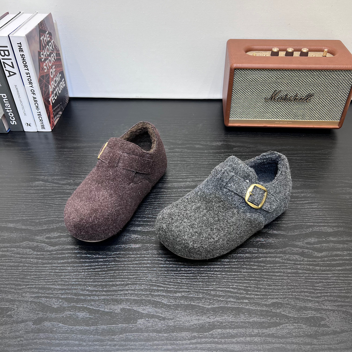 2025冬季新款加绒保暖棉鞋女厚底增高勃肯鞋百搭休闲毛呢浅口鞋潮