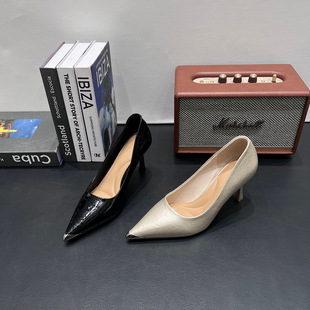 法式尖头软皮高跟单鞋女2026春款细跟浅口高跟鞋温柔风配裙子女鞋