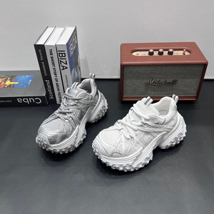 女2026春季 女鞋 新款 小个子厚底增高运动休闲鞋 潮 老爹鞋 欧货轮胎鞋