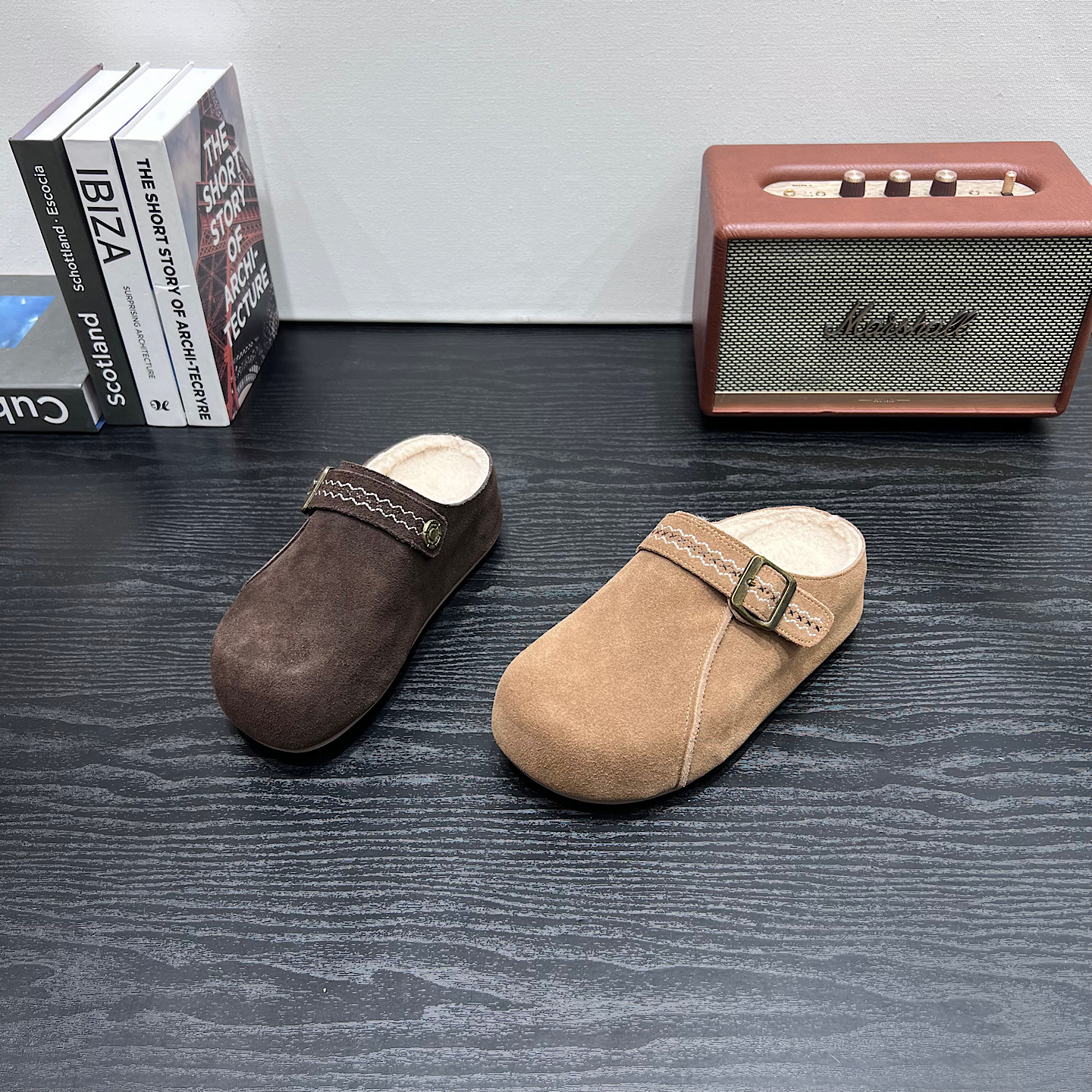 2025冬季新款加绒保暖棉鞋女平底防滑一脚蹬懒人鞋拖鞋休闲勃肯鞋