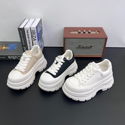 欧洲站超火女鞋2026新款厚底增高小白鞋女百搭系带松糕运动休闲鞋