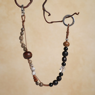 小众多宝天然植物种子串珠挂件复古新中式短款手腕挂链包包挂饰女