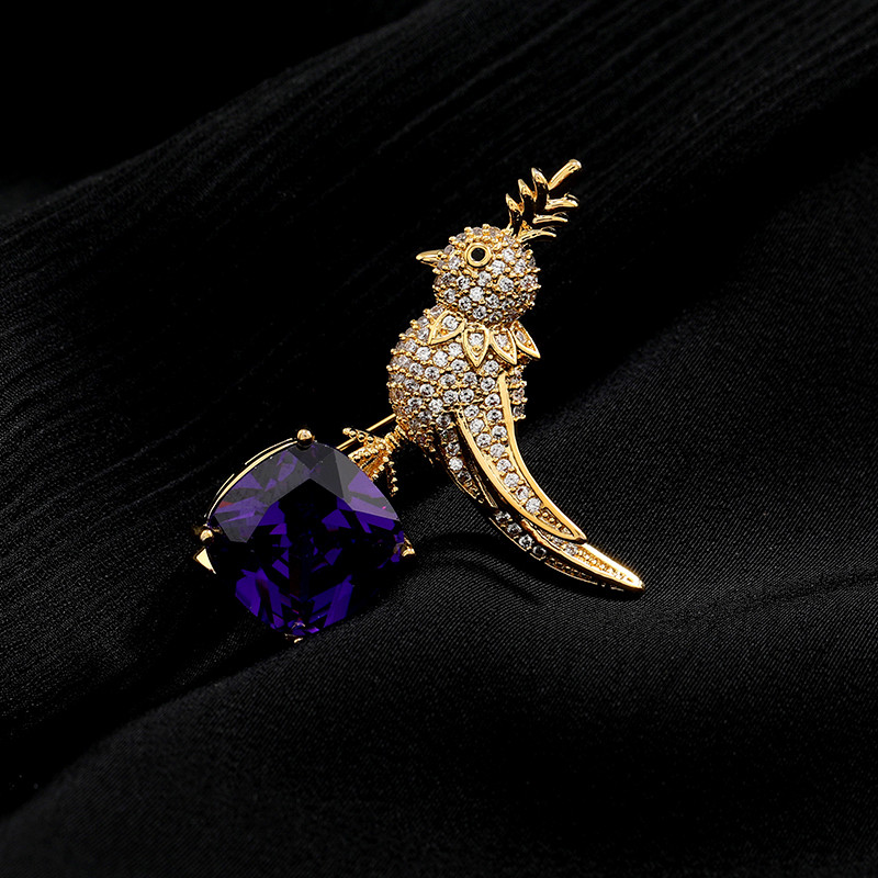 石上鸟高档水晶胸针男女奢华气质简约西装肖战别针高级感胸花配饰