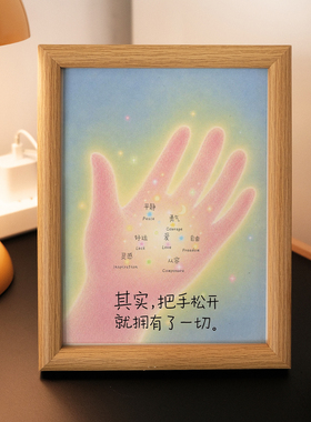 温柔治愈手掌文字相框松手释怀正能量ins风氛围摆件礼物送闺蜜