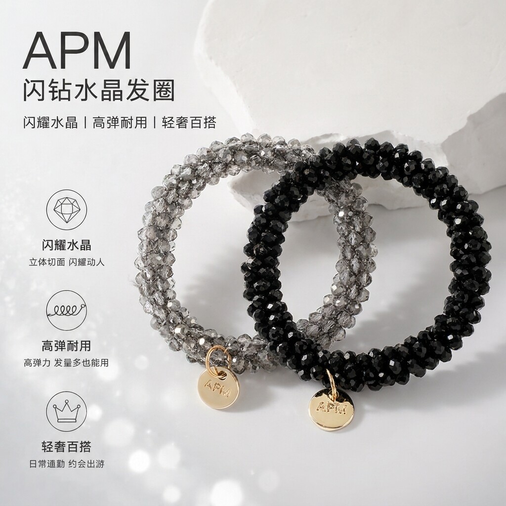 APM水晶发圈高弹耐用轻奢百搭图片