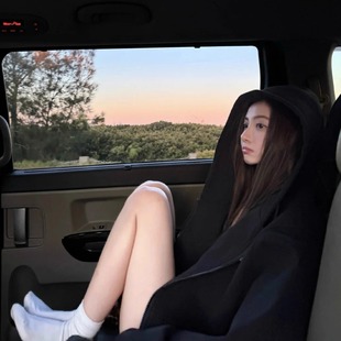 黑色美式复古卫衣女款连帽拉链开衫外套秋冬宽松小个子韩版高级感