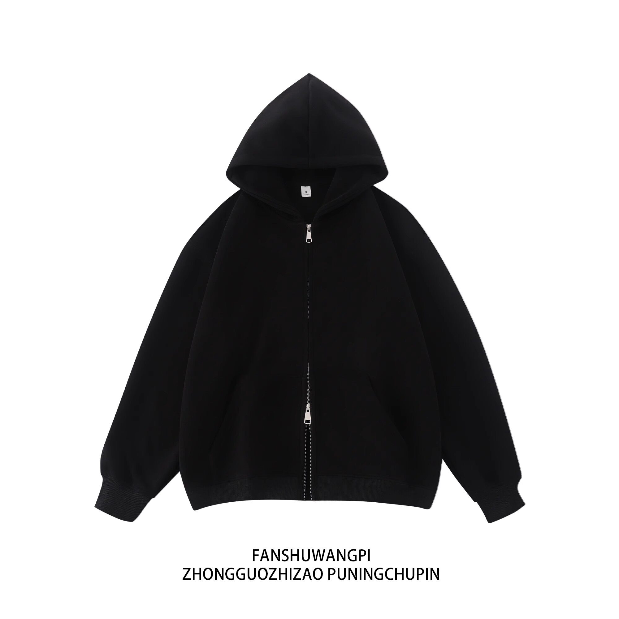 宽松复古美式连帽卫衣开衫女潮牌情侣男女同款双拉链外套秋冬加绒