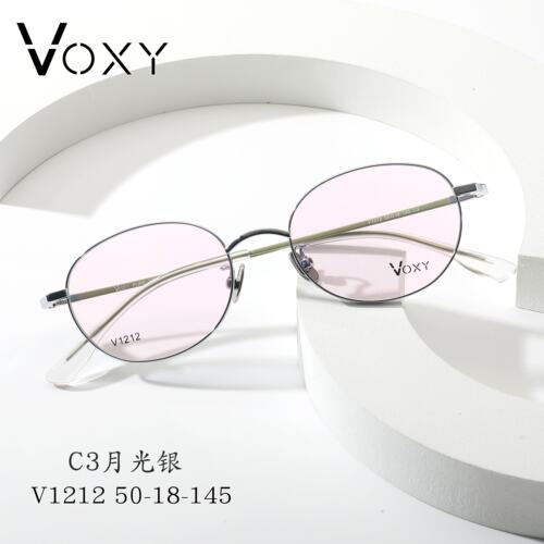 VOXY品牌纯钛眼镜架超轻椭圆精致休闲办公白领可配近视度数V1212