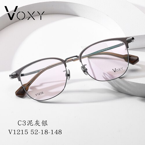 VOXY纯钛1215时尚眉线眼镜框横眉金属全框加宽镜腿舒适修脸男女款