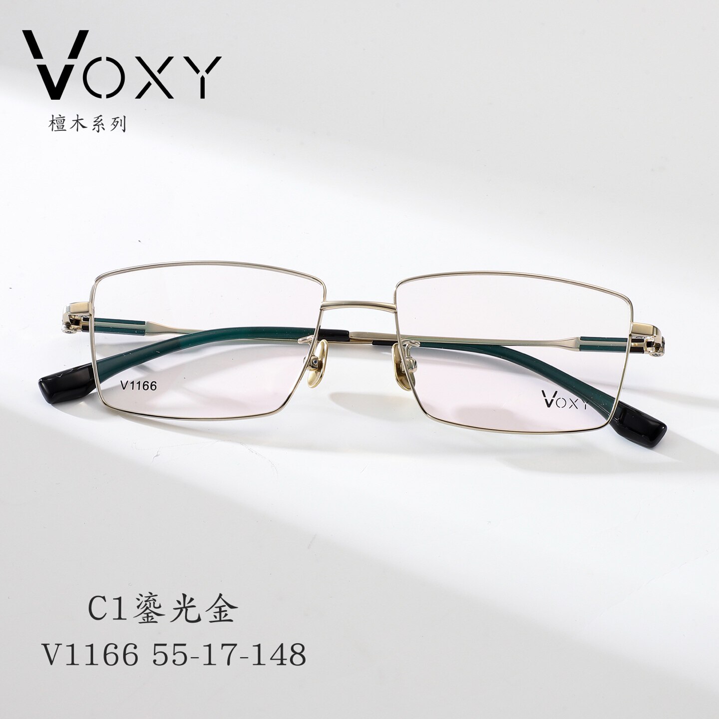 VOXY纯钛长方形显高端眼镜框男士商务休闲架檀木镶嵌镜腿明星推荐