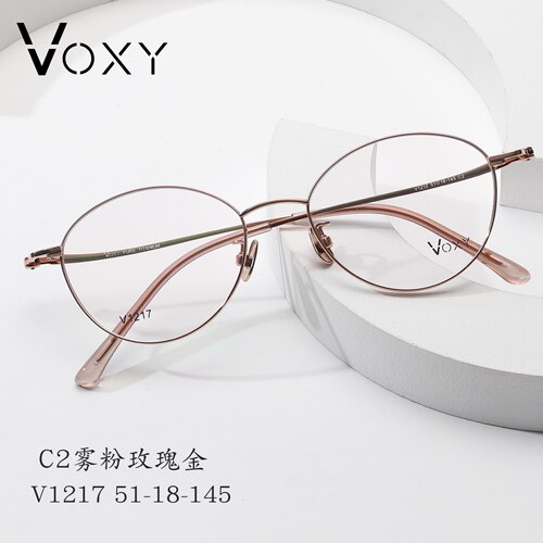 VOXY时尚潮牌纯钛眼镜架超轻鹅蛋圆精致优雅白领可配近视度V1217