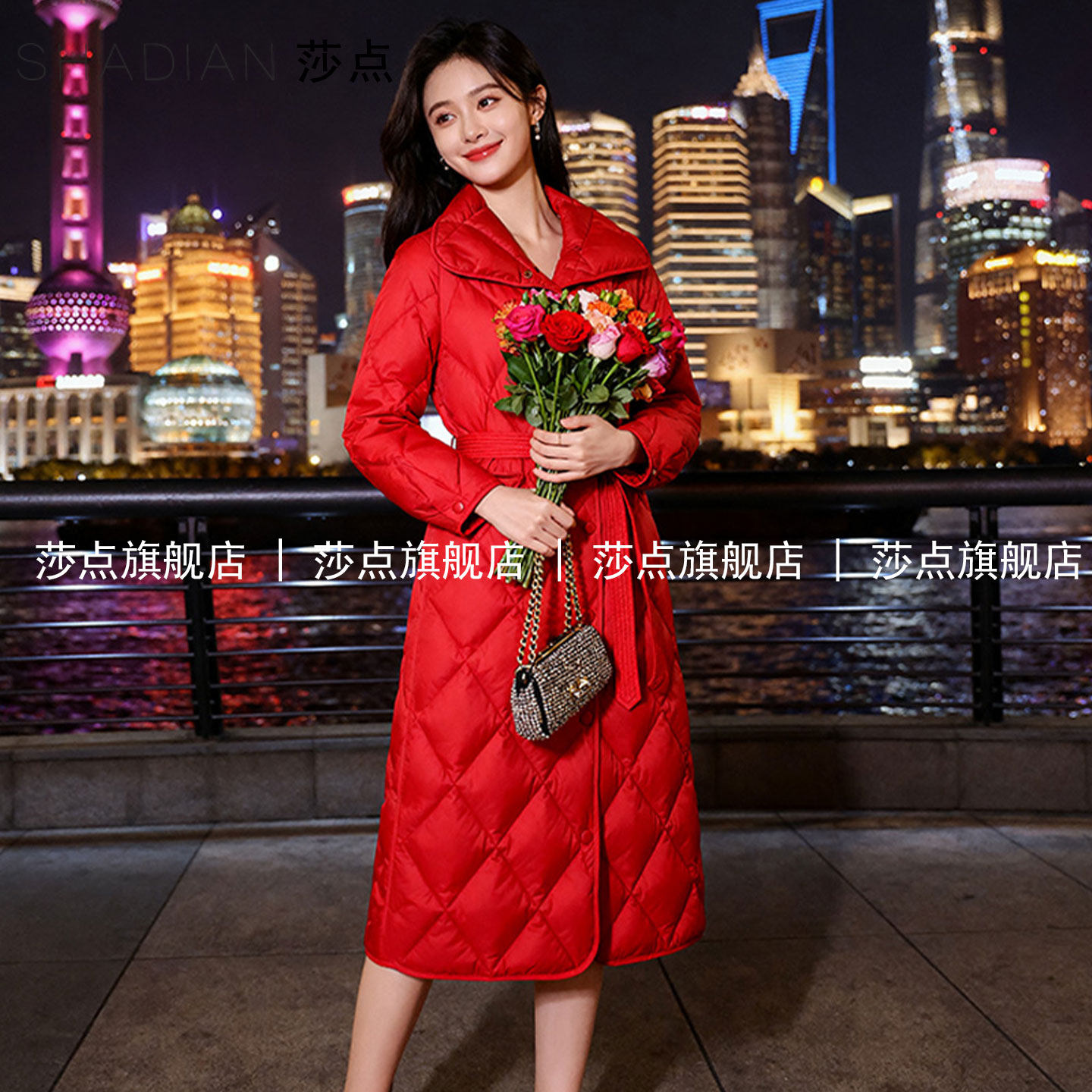 红色羽绒棉服女中长款冬季2025新款加厚棉袄长款棉衣外套高级感