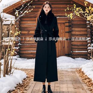 黑色赫本风高级大毛领毛呢外套女2025冬新款韩版显瘦长款呢子大衣