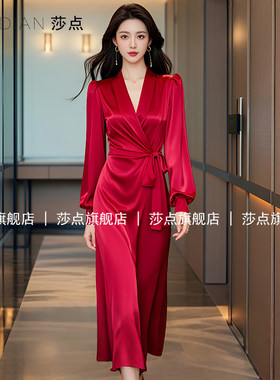 莎点红高级感连衣裙结婚礼服婚宴