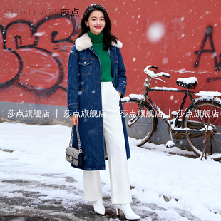 毛领牛仔外套女冬加厚棉服女中长款2025新款保暖棉衣小个子棉袄