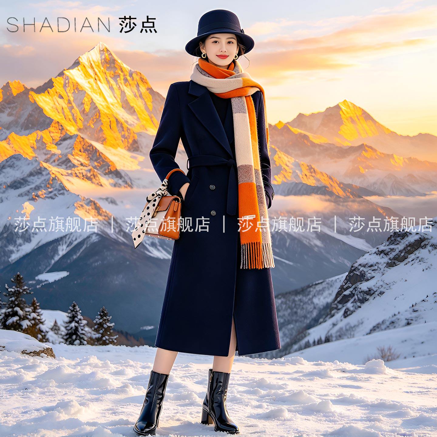 休闲风双排扣呢子大衣女秋冬