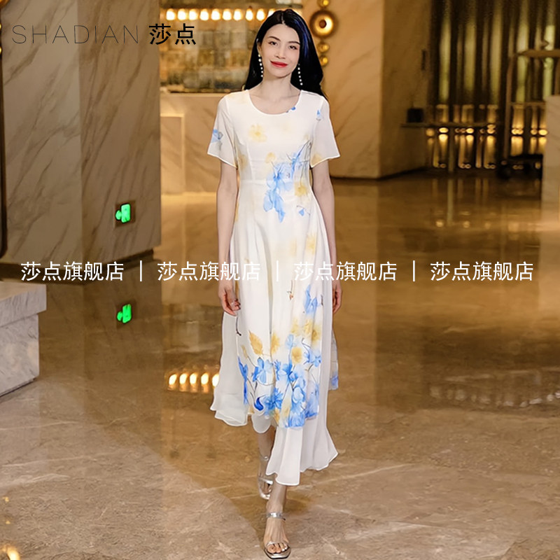 薄纱白色雪纺连衣裙女夏