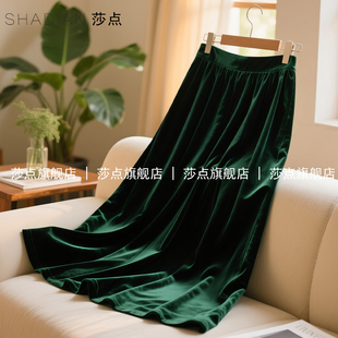 墨绿色半身裙女2026新款 半裙显瘦裙子垂坠感 今年流行半身长裙长款