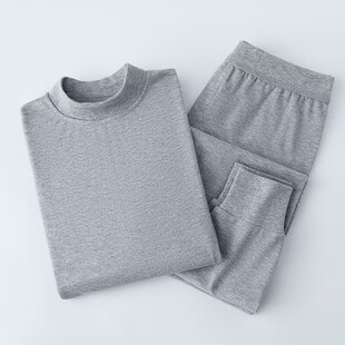 男士棉秋衣秋裤套装加大保暖内衣打底衬衣中老年中高领宽松棉毛衫