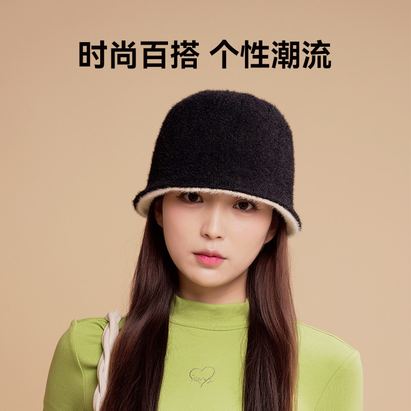 渔夫帽丽意资盆帽男女小脸可爱冬