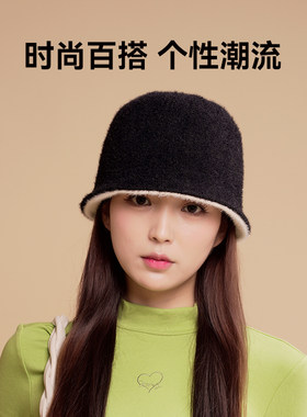 渔夫帽丽意资盆帽男女小脸可爱冬