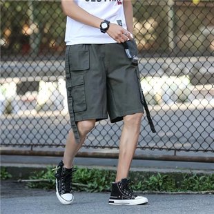 国潮工装短裤男街头潮流嘻哈宽松多口袋五分裤港风余文乐裤子夏季