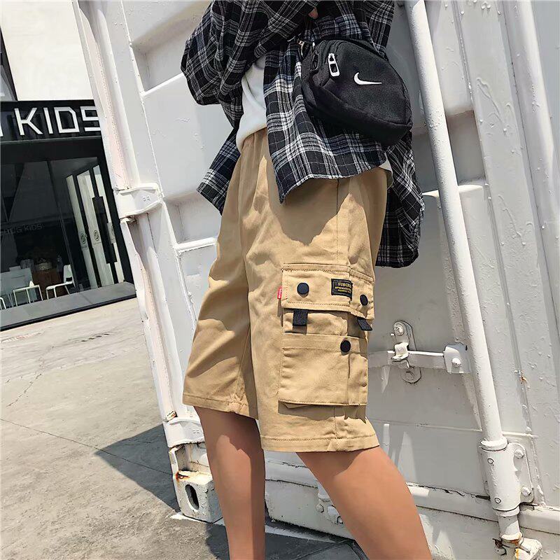 夏季cargo工装短裤男潮牌余文乐宽松潮流五分裤港风chic学生休闲