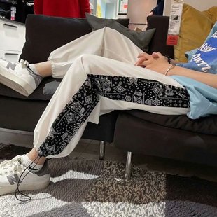 腰果花夏季男生裤潮牌宽松束脚裤ins港风高街裤子韩版潮流休闲裤