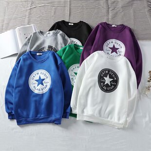 秋冬圆领卫衣男潮牌超火cec大码宽松套头长袖ins学生无帽加绒外套