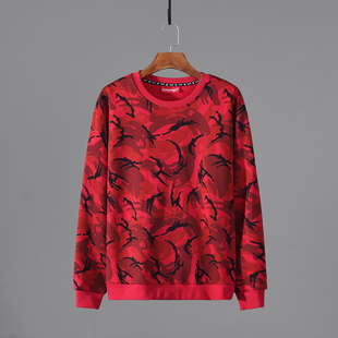 潮流迷彩加绒圆领卫衣套头衫 经典 青春流行迷彩潮运动秋冬男士 新款