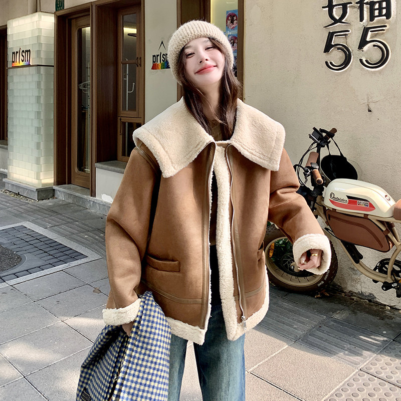 现货有买家秀海军领皮毛一体羊羔毛2738326P175258,女装皮草,浙宝273