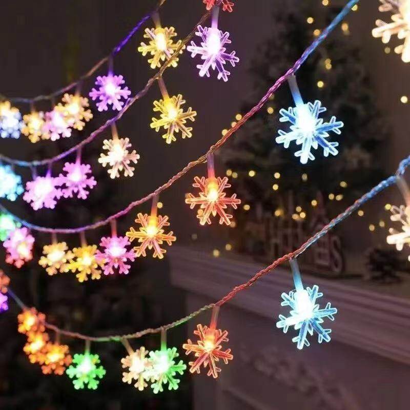 LED小彩灯雪花灯闪灯串灯满天星户外露营氛围灯生日布置摆摊装饰