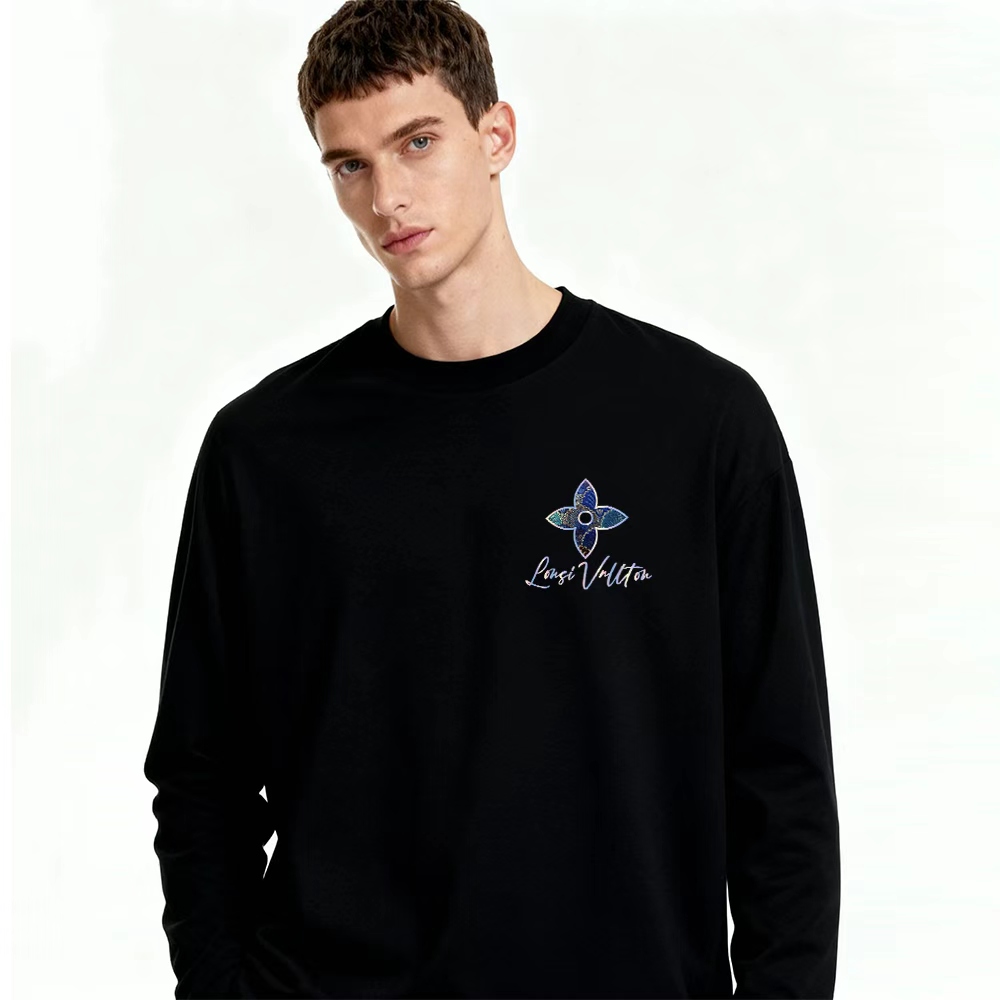 2025新款镭射T恤长袖圆领图案