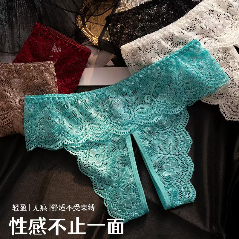 奢华性感蕾丝开档内裤女免脱镂空情调火辣丁字诱惑低腰新款大码夏