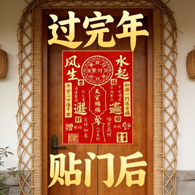 聚财招财门贴八方来财贴纸