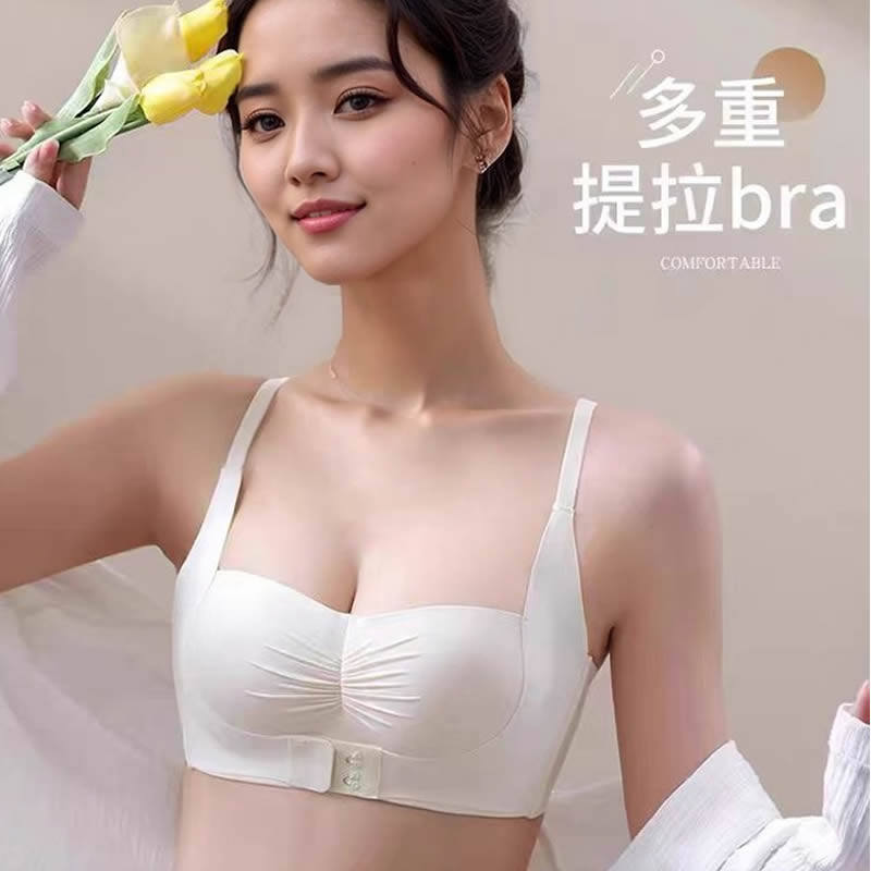 低胸半杯内衣少女小胸聚拢性感无痕文胸罩前扣二分之一杯不空杯AB
